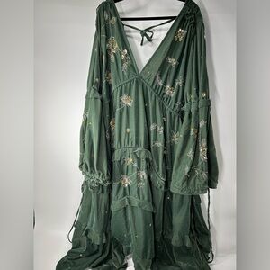 ASOS Curve Deep Green Floral Maxi Dress